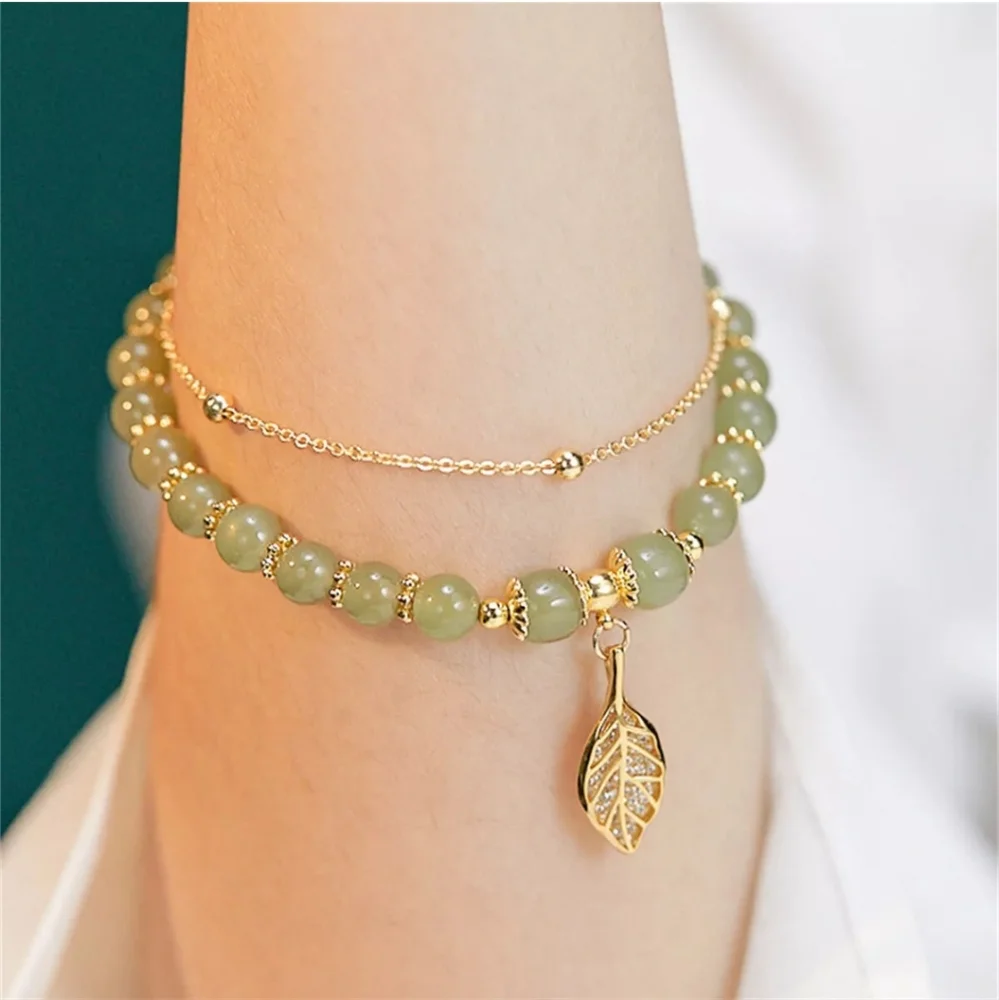Jadine Gold Leaf Crystal Bracelet.